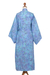 Batik rayon robe, 'Ubud Grove' - Green and Blue Batik Print Long Sleeved Rayon Robe with Belt (image 2i) thumbail