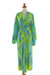 Rayon batik robe, 'Leafy Haven' - Blue and Green Rayon Batik Leafy Garden Long Sleeved Robe thumbail