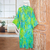Rayon batik robe, 'Leafy Haven' - Blue and Green Rayon Batik Leafy Garden Long Sleeved Robe (image 2d) thumbail