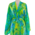 Rayon batik robe, 'Leafy Haven' - Blue and Green Rayon Batik Leafy Garden Long Sleeved Robe