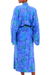 Batik rayon robe, 'Mystery Grove' - Blue and Green Batik Leaf Long Sleeved Rayon Robe with Belt (image 2c) thumbail