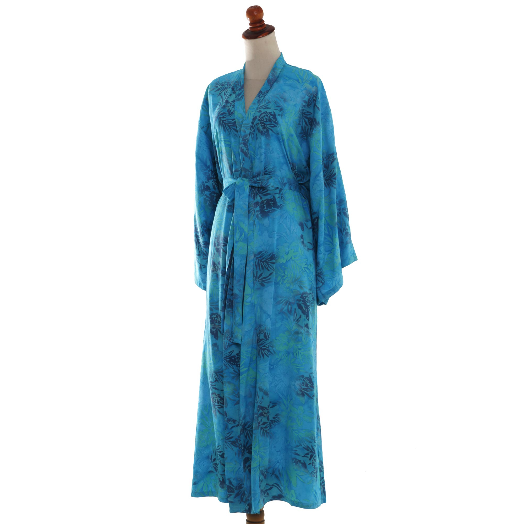UNICEF Market | Blue and Green Rayon Morning Garden Batik Long Sleeved ...