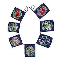 Batik rayon wall hanging, 'Ethnic Petals' - Batik Rayon Wall Hanging with Floral Motifs from Bali