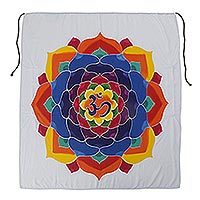 Batik rayon wall hanging, Meditation Bloom