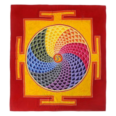 Batik rayon wall hanging, 'Om Daydream' - Om Symbol Batik Rayon Wall Hanging from Bali