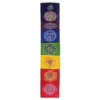 Batik rayon wall hanging, 'Meditation Chakra' - Floral Chakra Batik Rayon Wall Hanging from Bali