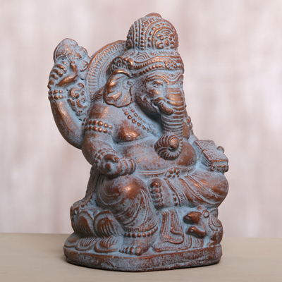 Estatuilla de piedra fundida - Estatuilla de piedra fundida hecha a mano de la deidad hindú Ganesha