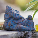 Cast stone sculpture, 'Tranquil Ganesha' - Cast Stone Tranquil Ganesha Antique Finish Sculpture