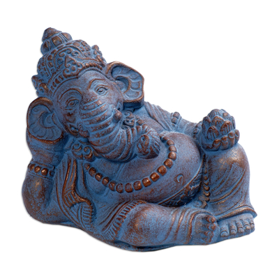 Skulptur aus Kunststein - Ruhige Ganesha-Skulptur aus Kunststein mit antikem Finish
