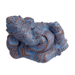 Cast stone sculpture, 'Tranquil Ganesha' - Cast Stone Tranquil Ganesha Antique Finish Sculpture