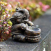 Cast stone incense holder, 'Royal Illumination' - Artisan Crafted Cast Stone Elephant Theme Incense Holder