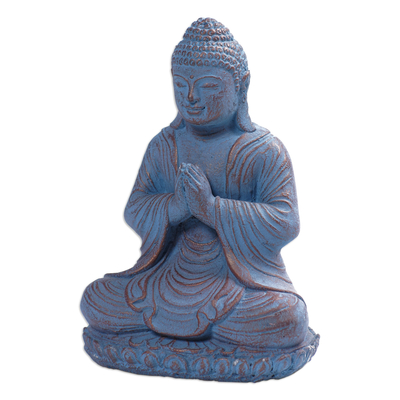 Skulptur aus Kunststein - Meditierende Buddha-Skulptur aus Kunststein mit Antik-Finish