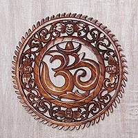 Wood wall relief panel, Om Serenity