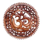 Wood wall relief panel, 'Om Serenity' - Hand Carved Om Motif Wood Wall Relief Panel from Bali