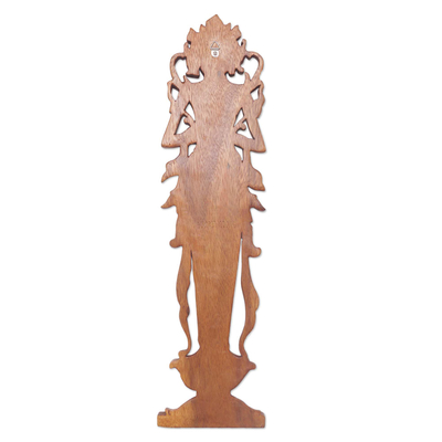 Reliefplatte aus Holz - Handgeschnitzte Hindu-Göttin-Holzwandreliefplatte aus Bali
