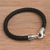 Men's leather and sterling silver bracelet, 'Serpent Style' - Men's Leather Braided Cord Bracelet from Bali (image 2b) thumbail