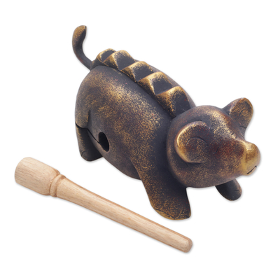 Instrumento de percusión de madera - Instrumento de percusión de cerdo de madera tallada a mano de Bali
