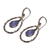 Goldfarbene Chalzedon-Ohrringe, 'Ewiger Tau in Blau' (Ewiger Tau in Blau), baumelnd - Chalcedon und Sterling Silber Gold akzentuierte Ohrringe mit Baumeln