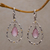 Gold accented chalcedony dangle earrings, 'Eternity Dew in Pink' - Chalcedony and Sterling Silver Gold Accented Dangle Earrings
