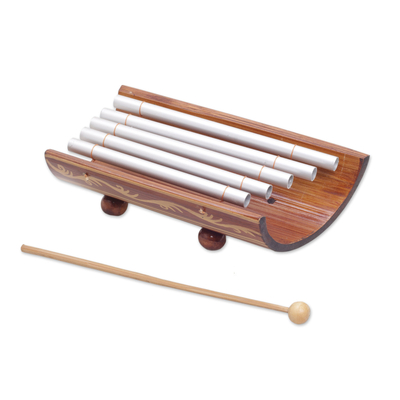 Bamboo and aluminum xylophone, 'Twinkling Glory' - Hand Crafted Bamboo and Aluminum Xylophone from Bali