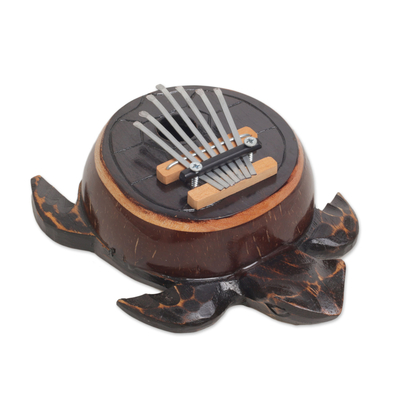 Coconut shell thumb piano, 'Turtle Tune' - Hand Crafted Balinese Coconut Shell Thumb Piano