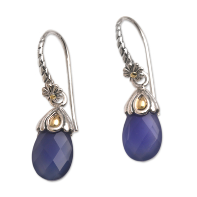 Blue Chalcedony Sterling Silver Dangle Earrings from Bali