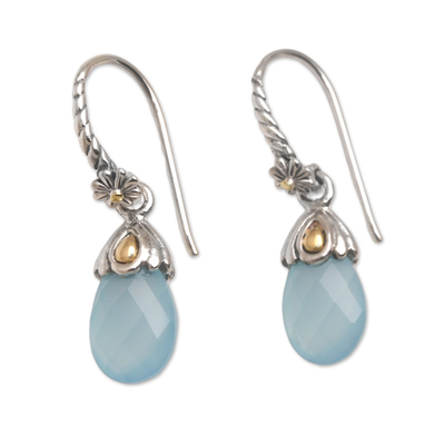 Light Blue Chalcedony Sterling Silver Dangle Earrings