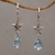Blue topaz dangle earrings, 'Starfish Drop' - Handmade Blue Topaz Sterling Silver Starfish Dangle Earrings