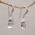 Gold accented amethyst dangle earrings, 'Perfect Flora' - Handmade Amethyst Sterling Silver Dangle Earrings