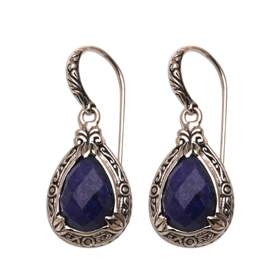 Sapphire and Sterling Silver Dangle Earrings from Bali