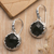 Onyx dangle earrings, 'Palatial Protection' - 10-Carat Faceted Checkerboard Onyx Dangle Earrings from Bali