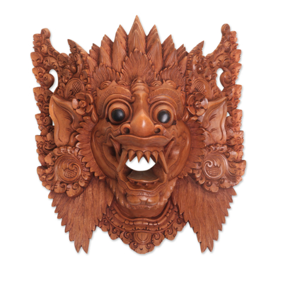 Hand Carved Suar Wood Wall Mask from Bali