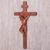 Wood wall cross, 'Good Friday' - Hand Carved Suar Wood Cross from Indonesia