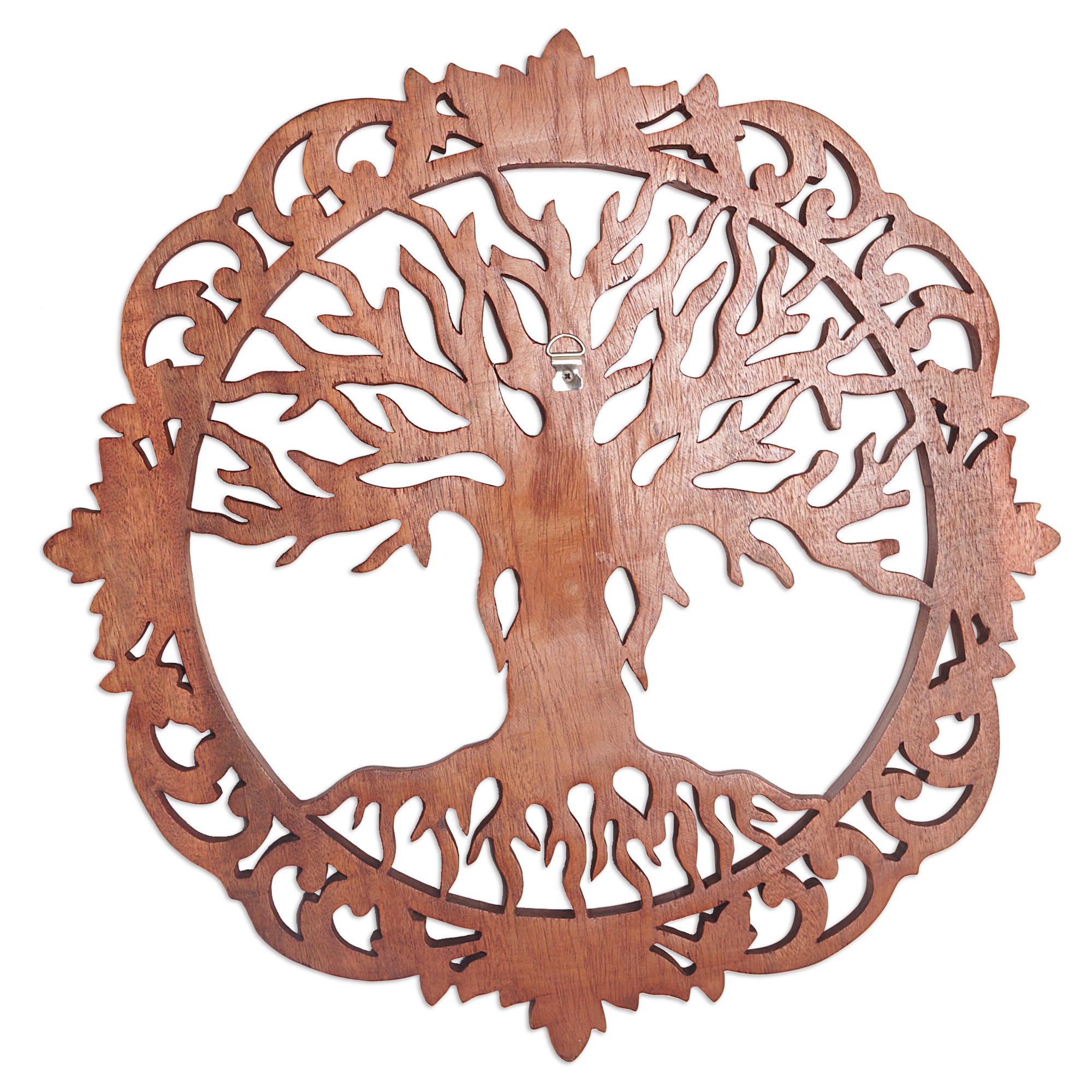 Hand Carved Suar Wood Tree Relief Panel from Bali Tree Roots NOVICA