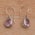 Amethyst dangle earrings, 'Purple Paws' - Amethyst and Sterling Silver Paw Print Dangle Earrings