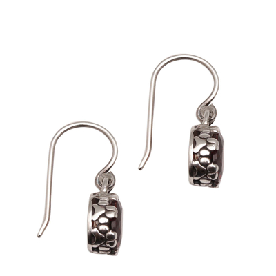 Garnet dangle earrings, 'Caressed by Paws' - Paw Print Faceted Garnet Dangle Earrings from Bali