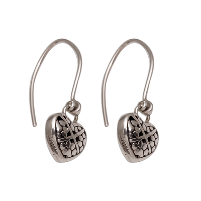 Paw Print Heart-Shaped Sterling Silver Earrings from Bali