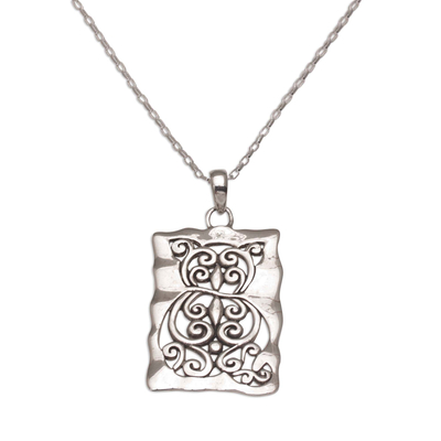 Cat Motif Sterling Silver Pendant Necklace from Bali