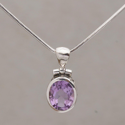 Paw Print Faceted Amethyst Gemstone Necklace