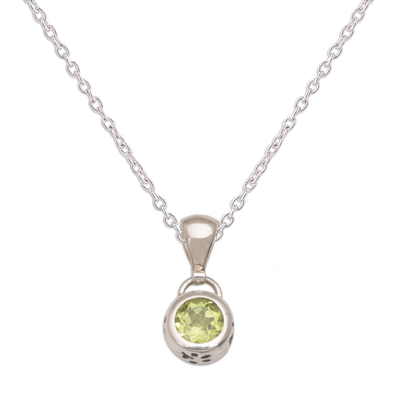 Peridot and Sterling Silver Pendant Necklace from Bali