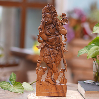 Reliefplatte aus Holz - Ganesha handgeschnitzte Reliefplatte aus Holz