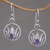 Amethyst dangle earrings, 'Lotus Soul' - Handmade 925 Sterling Silver Amethyst Lotus Earrings thumbail