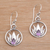 Amethyst dangle earrings, 'Lotus Soul' - Handmade 925 Sterling Silver Amethyst Lotus Earrings (image 2c) thumbail