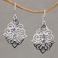 Blue topaz dangle earrings, 'Glacial Soul' - Hand Crafted Blue Topaz and Sterling Silver Dangle Earrings
