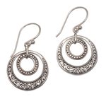 Sterling silver dangle earrings, 'Dreamy Wanderer' - Hand Crafted Balinese Sterling Silver Dangle Earrings