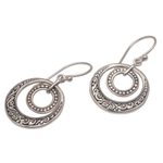 Sterling silver dangle earrings, 'Dreamy Wanderer' - Hand Crafted Balinese Sterling Silver Dangle Earrings