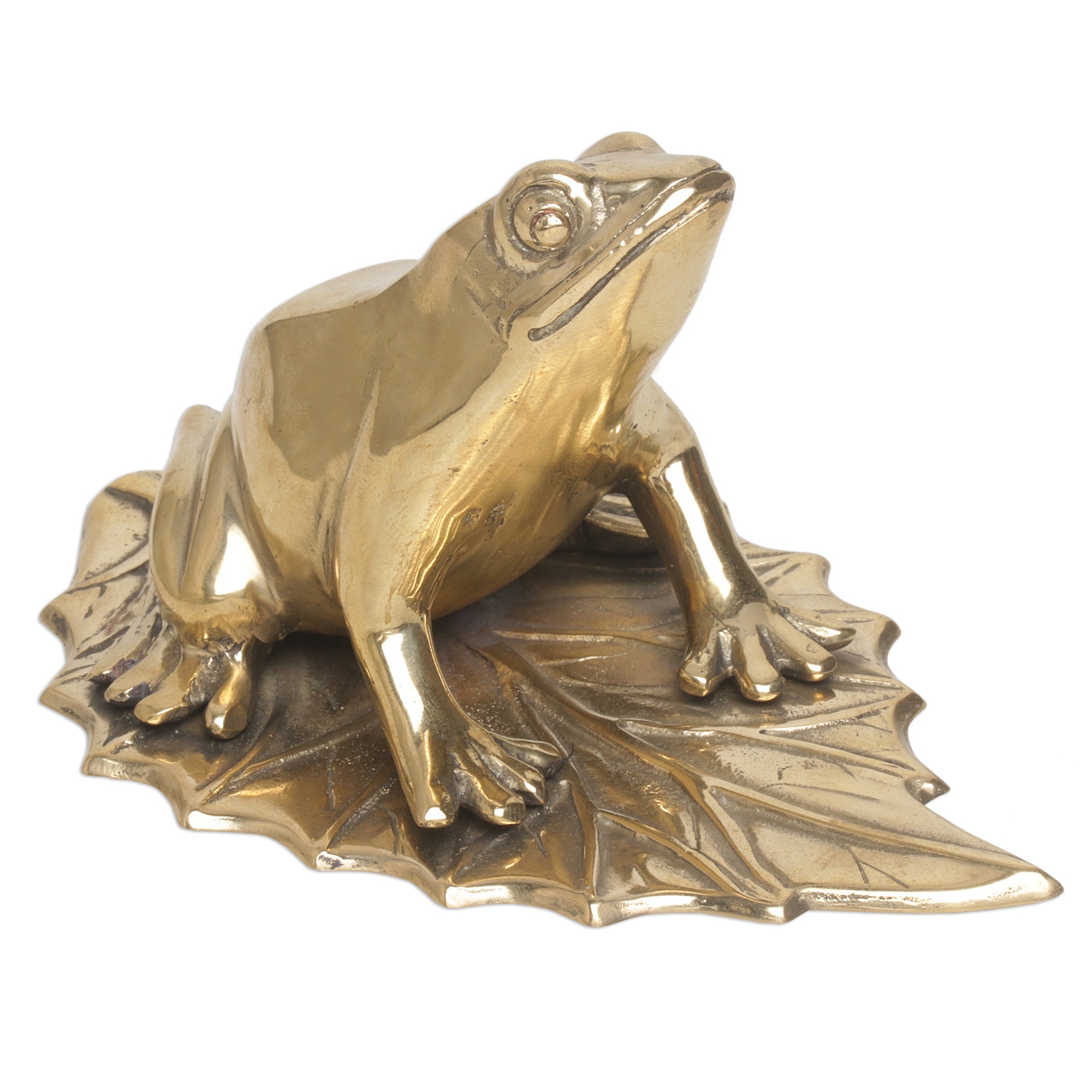 Handcrafted Balinese Golden Bronze Frog Figurine Frog Blessings NOVICA