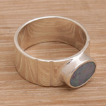 Opal cocktail ring, 'Luminous Sky' - Handmade Opal 925 Sterling Silver Cocktail Ring Bali