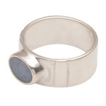 Opal cocktail ring, 'Luminous Sky' - Handmade Opal 925 Sterling Silver Cocktail Ring Bali