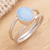 Opal single stone ring, 'Oval Sky' - Opal and Sterling Silver Single Stone Ring from Bali
